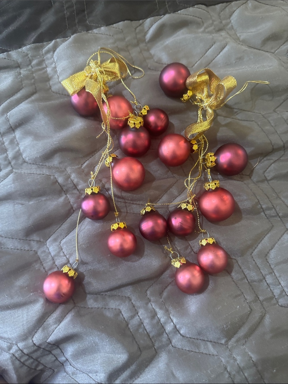 Red Mini Ornament Garland with Gold Accents to hang on door  lot of3